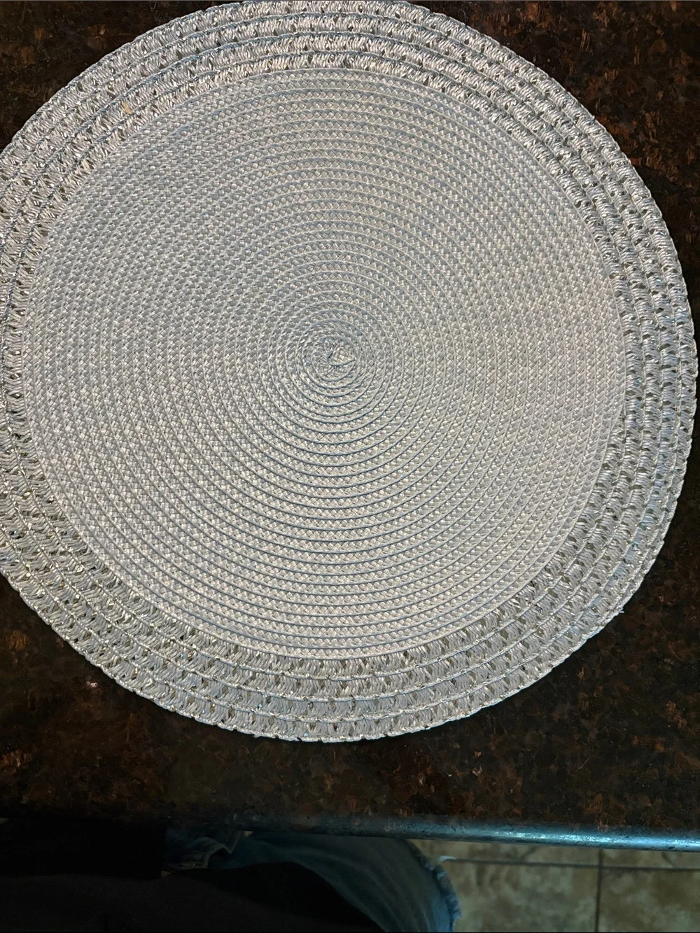 Six Light Blue Woven Round Placemat - Set-Ready Dining Accent